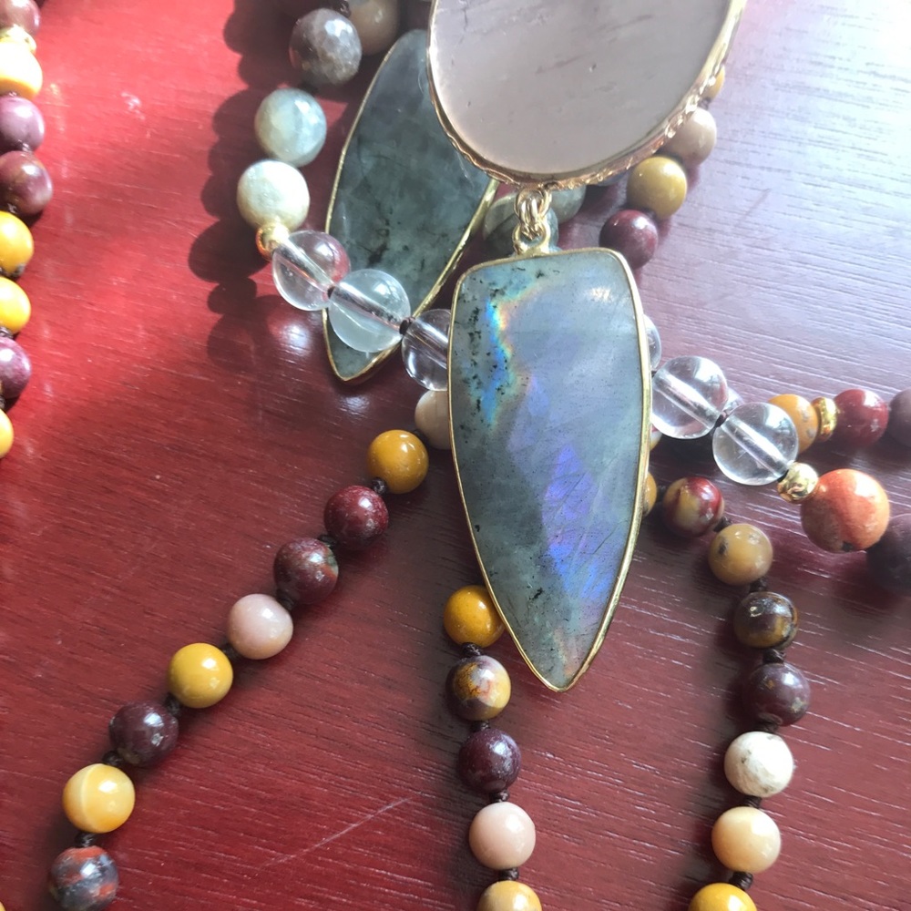 8mm Mala with Labradorite, smoky quarts, Mookaite - Picture 10 of 12